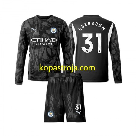 Billiga Fotbollströjor Manchester City Ederson Moraes 31 Målvakt Barn Fjärde tröja 2024/25 Långärmad